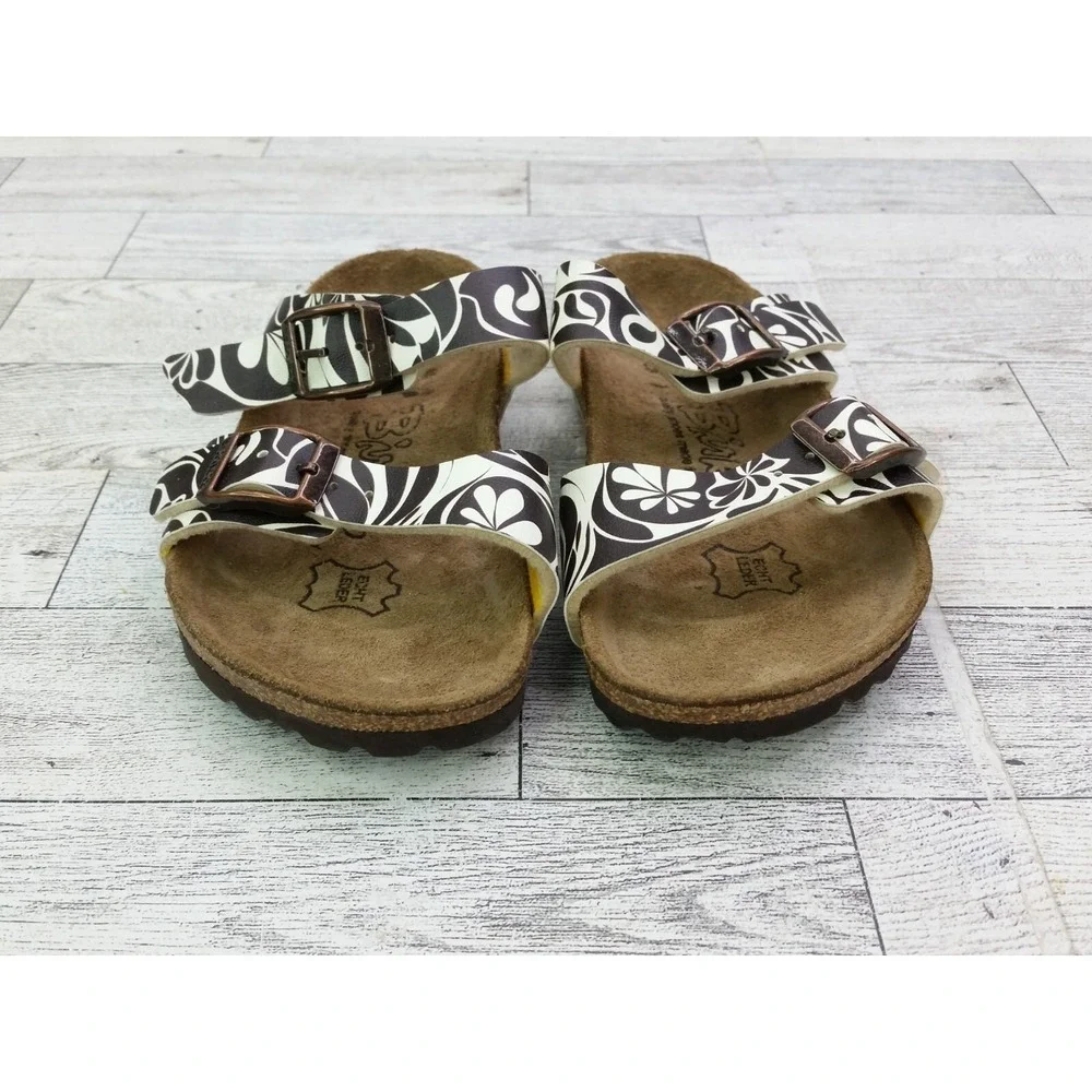 Birkenstock Girls‎ Salina Sandals Brown White Birkis Shoes Size EU 26 US 8 Kids